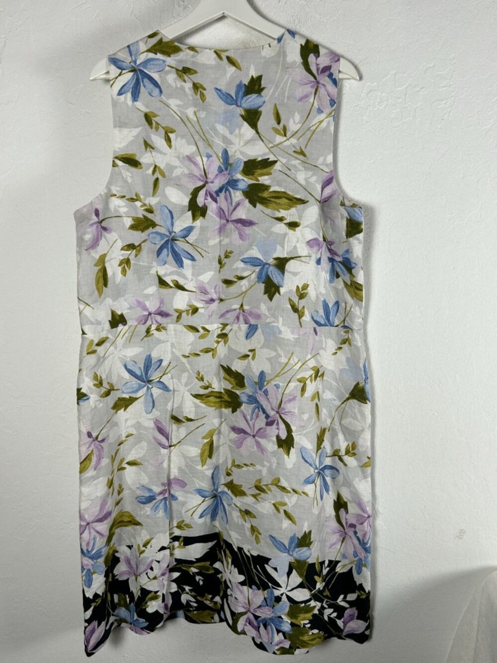 J. Jill Love Linen Womens Floral Sleeveless Dress Large Purple Blue Botanical - Picture 3 of 10